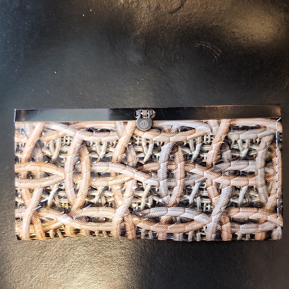 Woven Pattern Patent Look Wallet Clutch